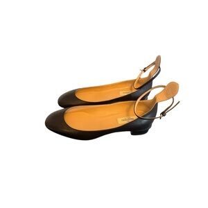 Valentino Garavani Black Tan-Go Ankle-Strap Ballet Flats | EU 38.5/US 8.5